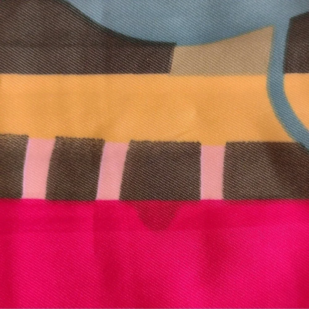 Amanda Blu Polyester Womens Wrap Scarf Bright Colors Pink Horses Leaves Floral